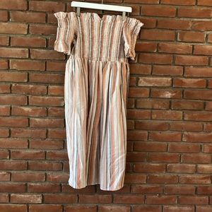 SHEIN Cinched Top Midi Striped Dress